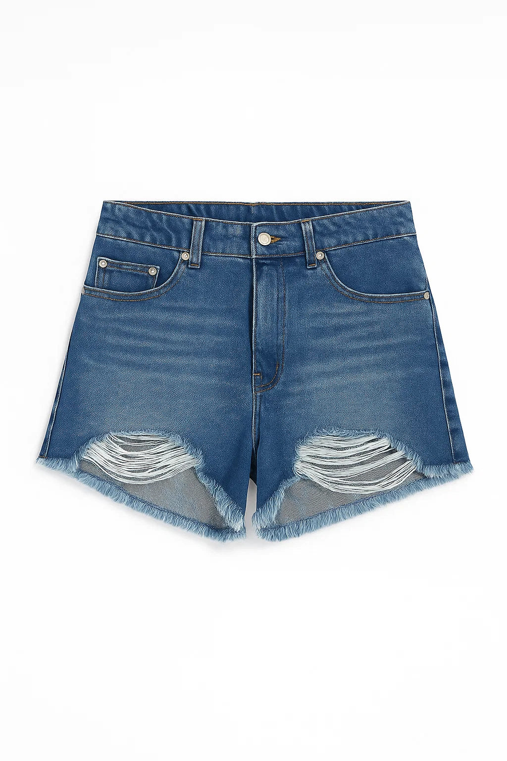 SHORT MUJER DESFLECADO AZUL MEDIO